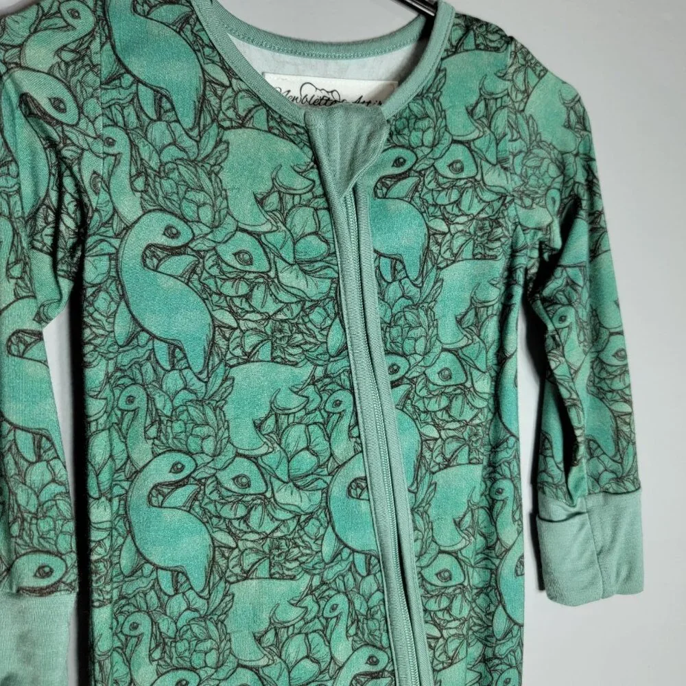 Newblette Attire Bamboo Lockness Monster Convertible Zip Romper‎ 0-3m Pajamas